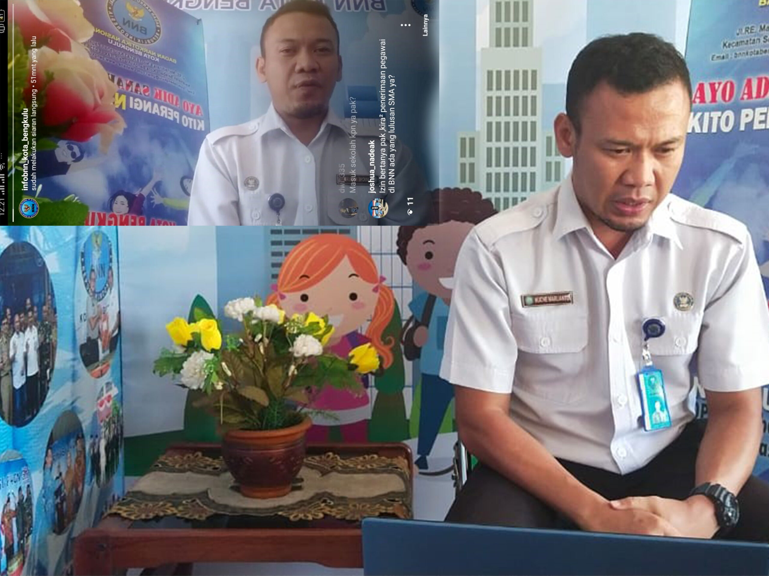 DISEMINASI INFORMASI P4GN LIVE MELALUI MEDIA SOSIAL / INSTAGRAM BNN KOTA BENGKULU DISEMINASI INFORMASI P4GN LIVE MELALUI MEDIA SOSIAL / INSTAGRAM BNN KOTA BENGKULU