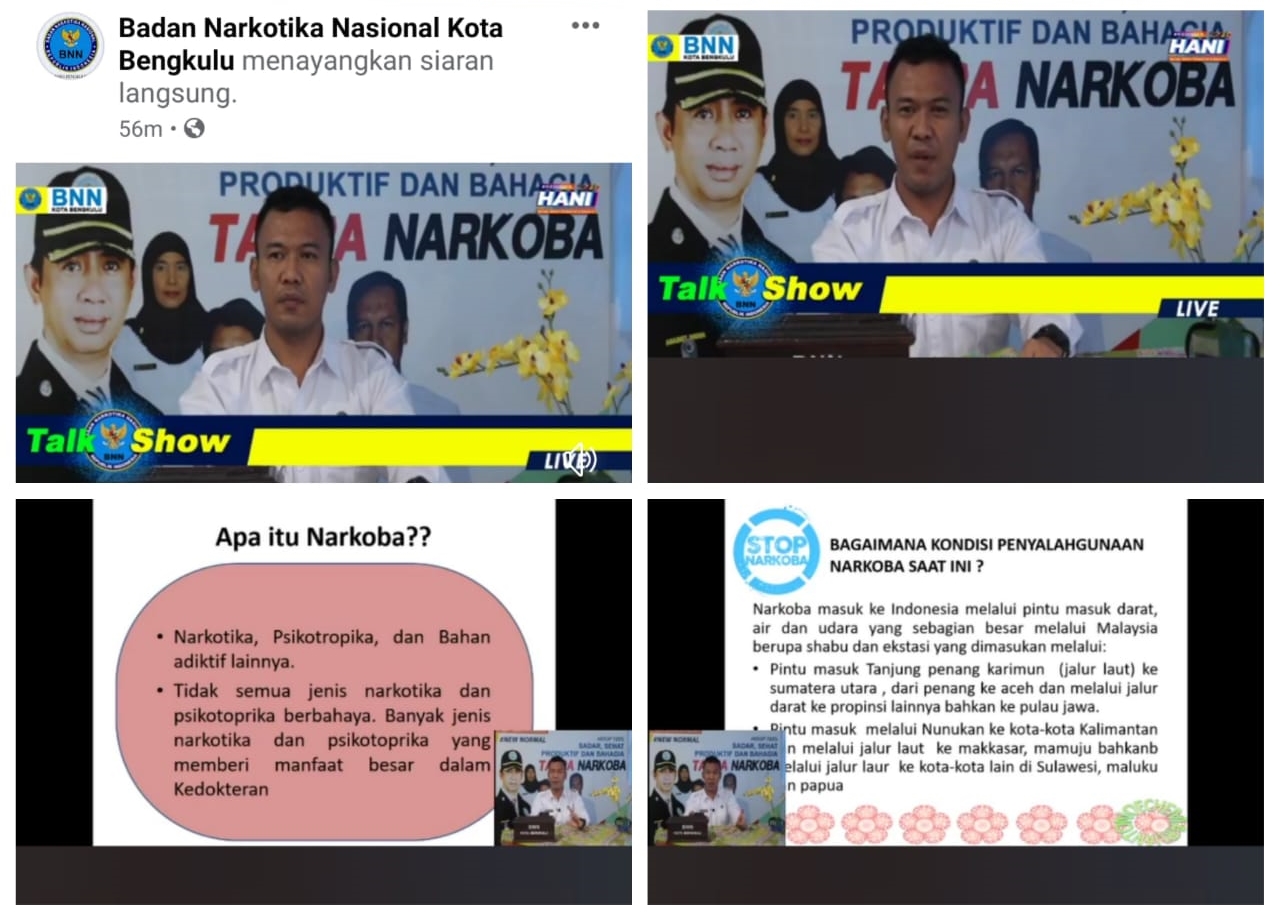 Virtual Komunikasi Informasi Edukasi (KIE) P4GN Melaui Media Sosial Facebook BNN Kota Bengkulu Dengan Program “BNN Kota Bicara”