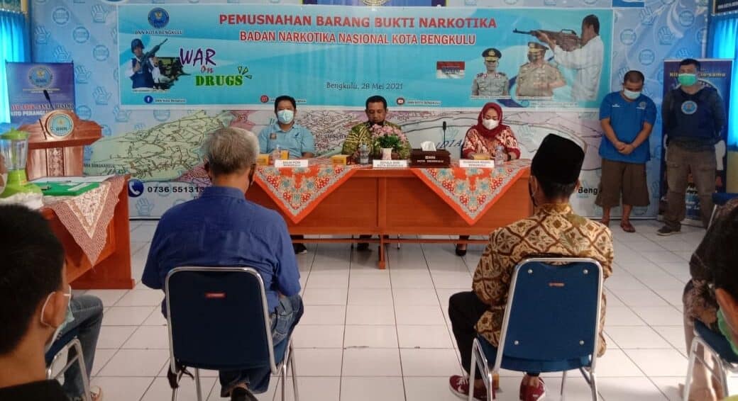 BNN Kota Bengkulu Musnahkan Barang Bukti Narkotika Golongan I Jenis Shabu Di Aula BNN Kota Bengkulu