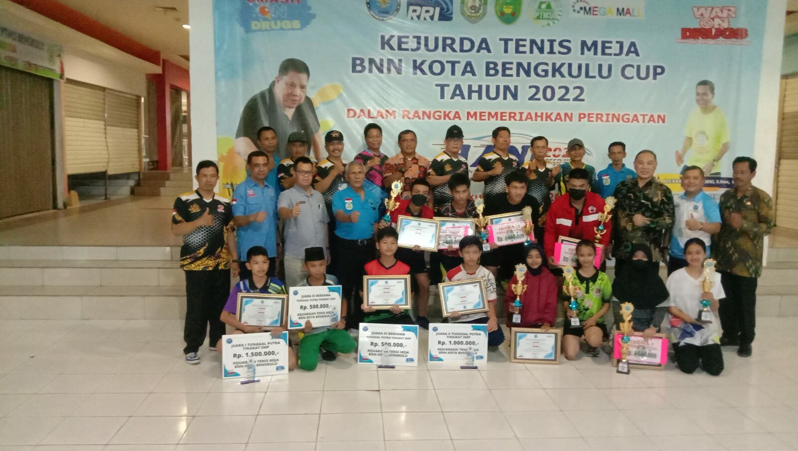 Pra Hani 2022, BNN Kota Bengkulu Gelar Kejuaraan Daerah Tenis Meja Di Mega Mall Kota Bengkulu Pra Hani 2022, BNN Kota Bengkulu Gelar Kejuaraan Daerah Tenis Meja Di Mega Mall Kota Bengkulu