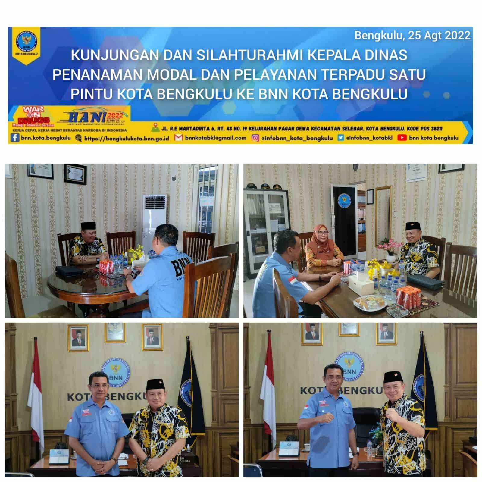 KUNJUNGAN DAN SILAHTURAHMI KEPALA DINAS PENANAMAN MODAL DAN PELAYANAN TERPADU SATU PINTU KOTA BENGKULU KE BNN KOTA BENGKULU KUNJUNGAN DAN SILAHTURAHMI KEPALA DINAS PENANAMAN MODAL DAN PELAYANAN TERPADU SATU PINTU KOTA BENGKULU KE BNN KOTA BENGKULU