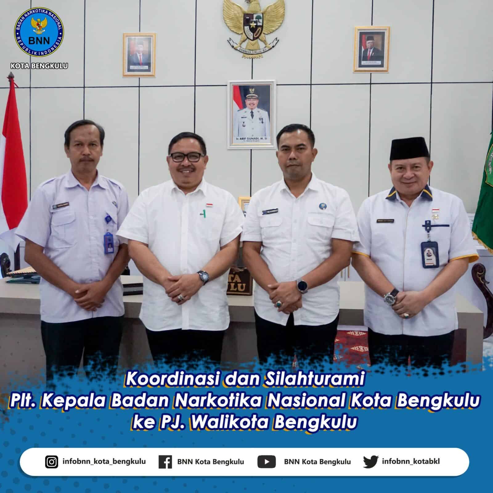 Koordinasi dan silahturahmi ke PJ Walikota Bengkulu dalam rangka memperkuat Sinergitas antar PEMDA KOTA Bengkulu dengan BNN Kota Bengkulu Koordinasi dan silahturahmi ke PJ Walikota Bengkulu dalam rangka memperkuat Sinergitas antar PEMDA KOTA Bengkulu dengan BNN Kota Bengkulu